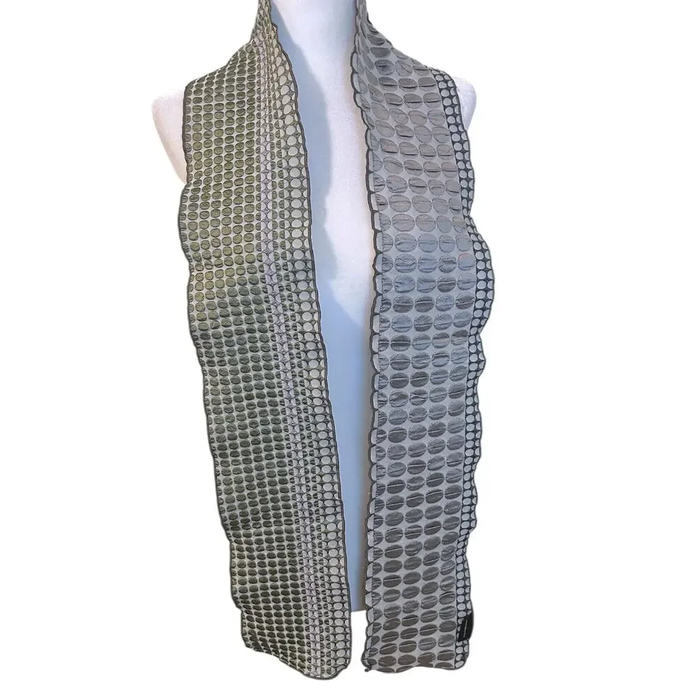 Margo Selby Etch Scarf Silk Monochromatic Art to Wear Black Gray